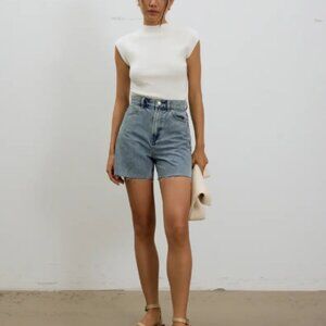 Love Bonito Sana High Waist Fray Denim Shorts: Acid Wash